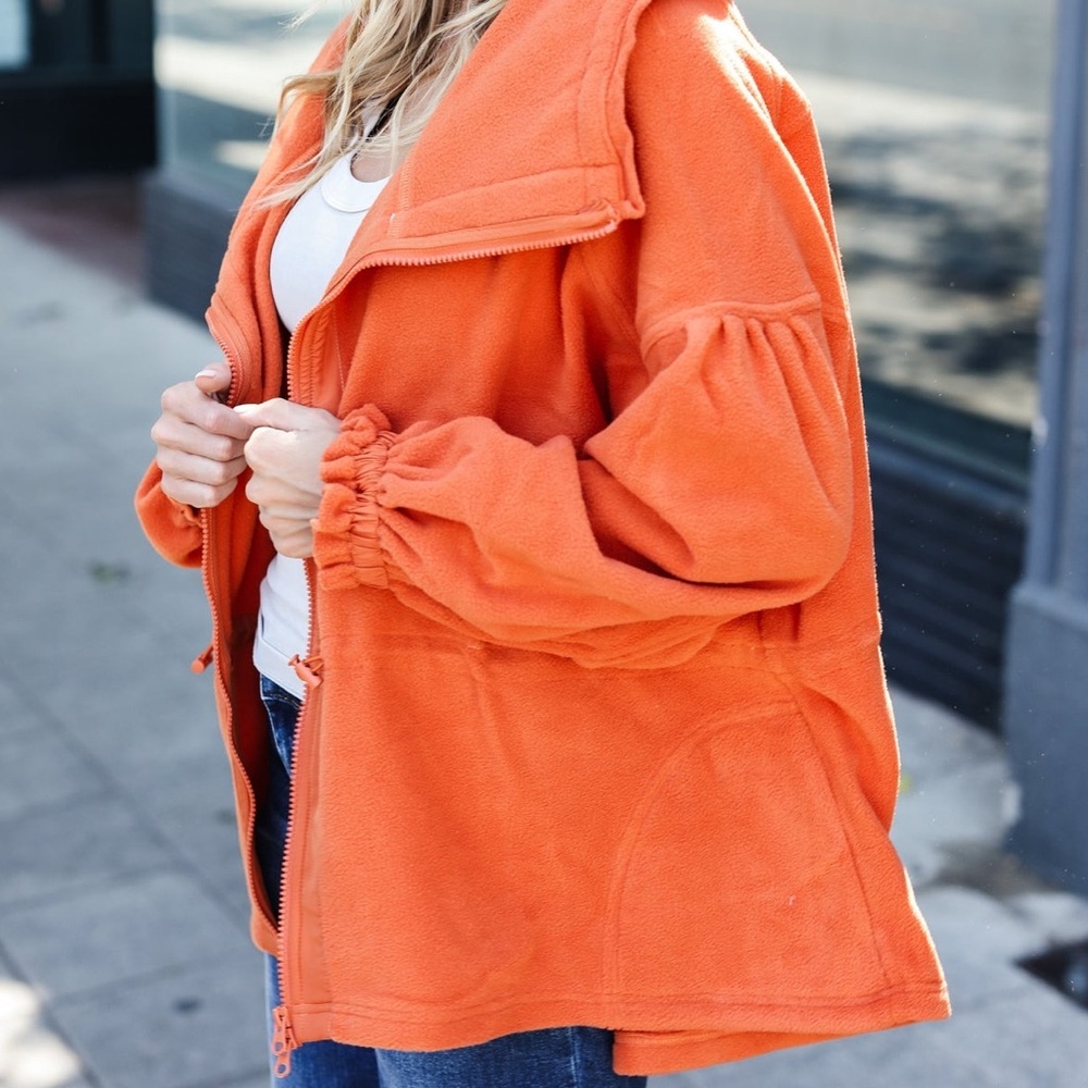 Women's Orange Jacket Bibi brand fleece